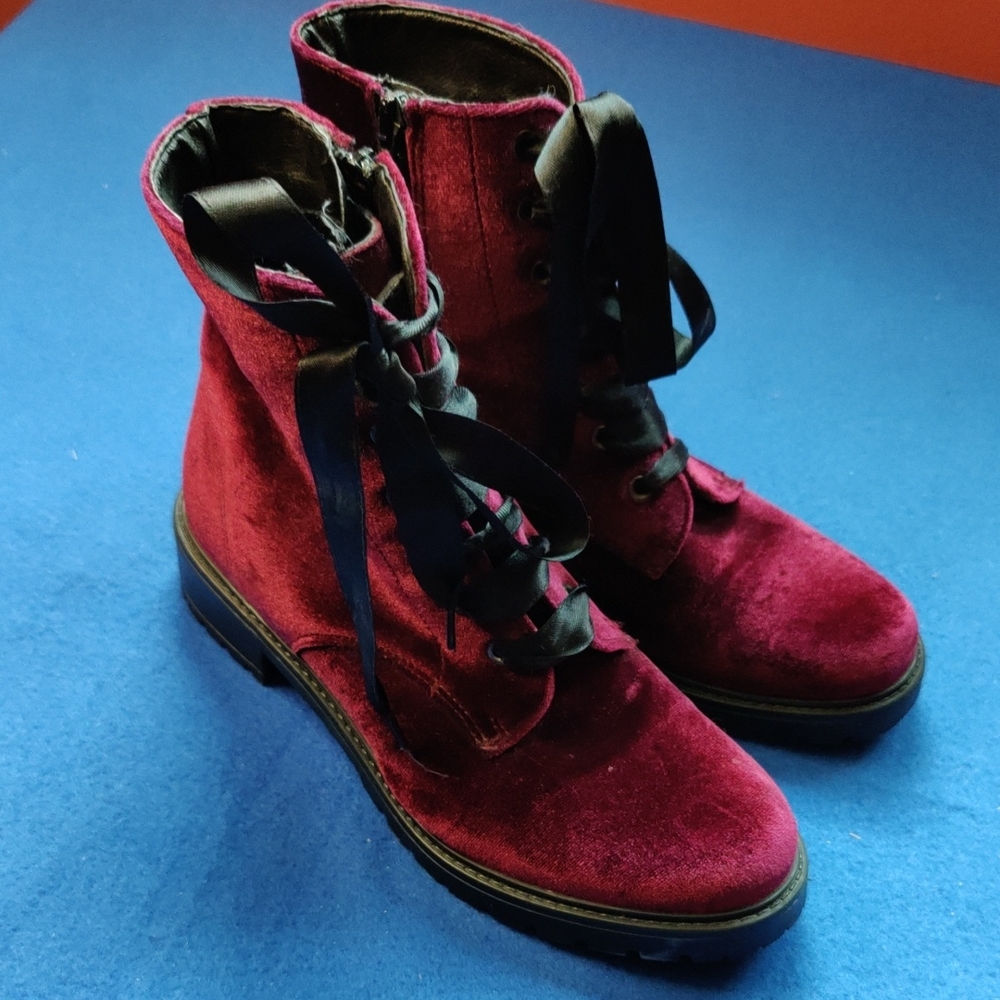 Barneys New York Purple and Black Combat Boots